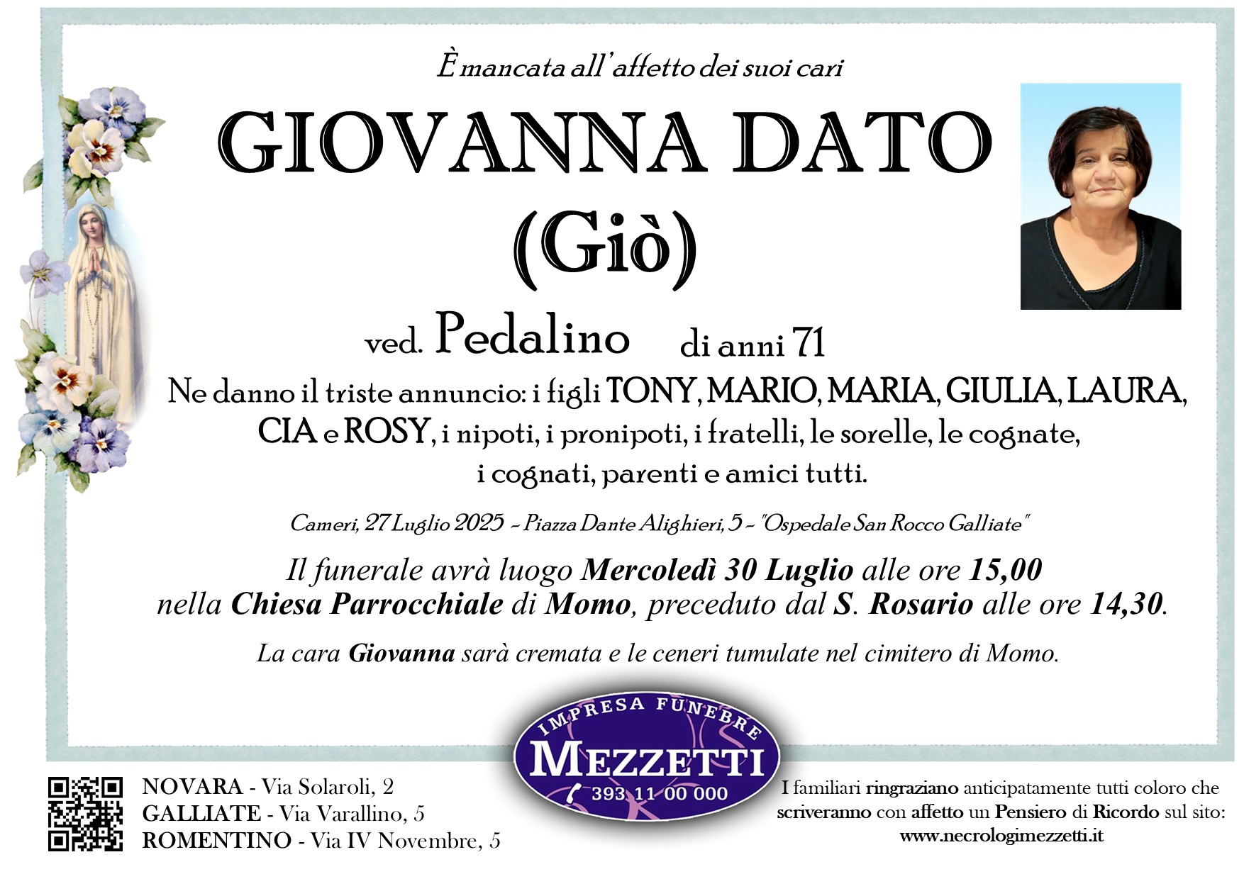 Annuncio famiglia