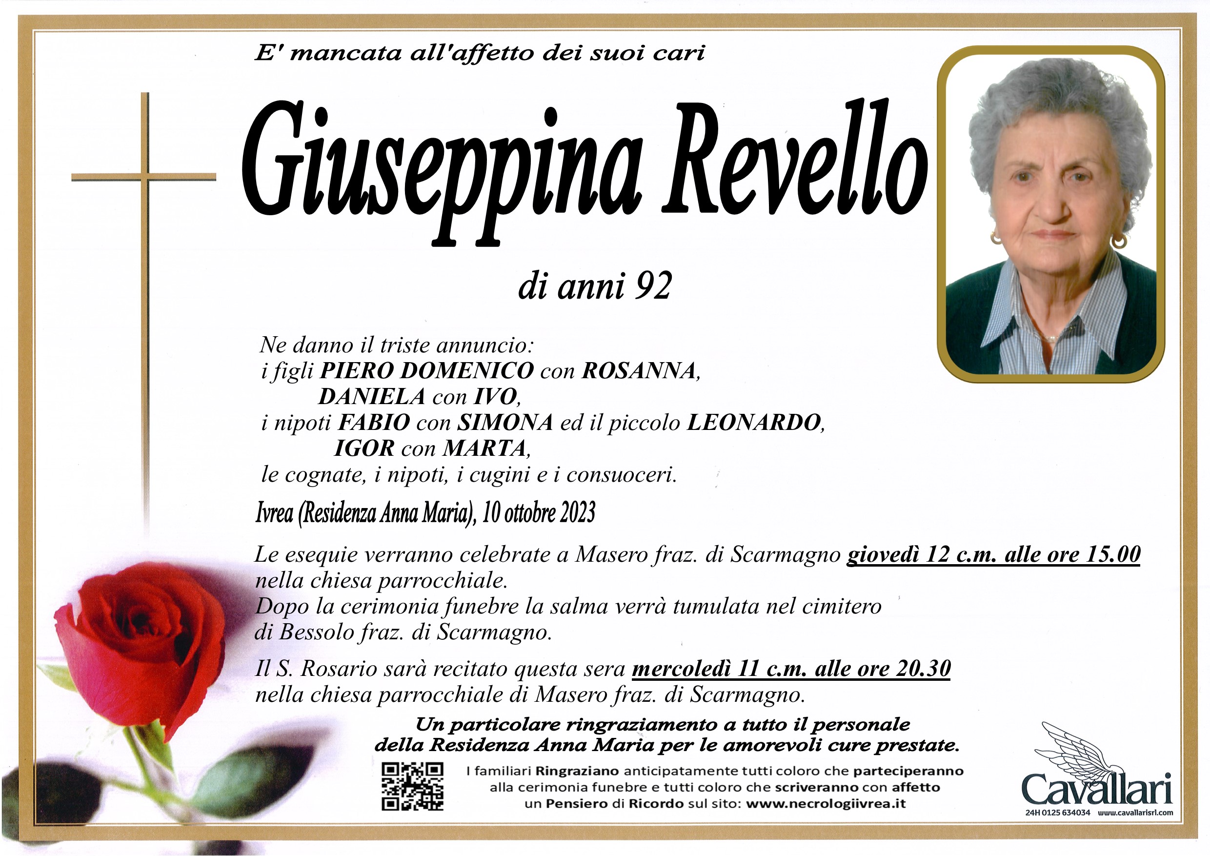 Necrologio Giuseppina Revello Memoriesbooks It